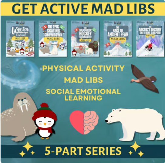 Get Active Mad Libs Winter Wonderland bundle cover showing all five story covers